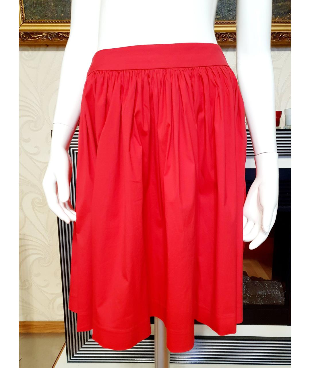 PRADA Красная хлопковая юбка миди, фото 8
