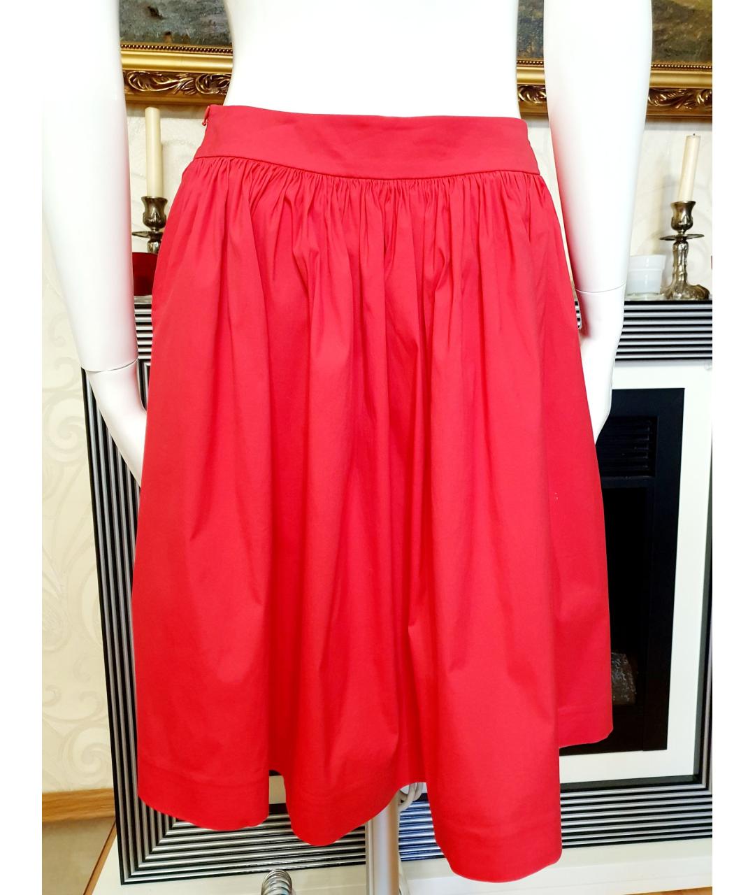 PRADA Красная хлопковая юбка миди, фото 2