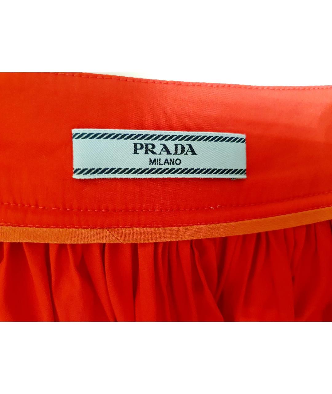 PRADA Красная хлопковая юбка миди, фото 4