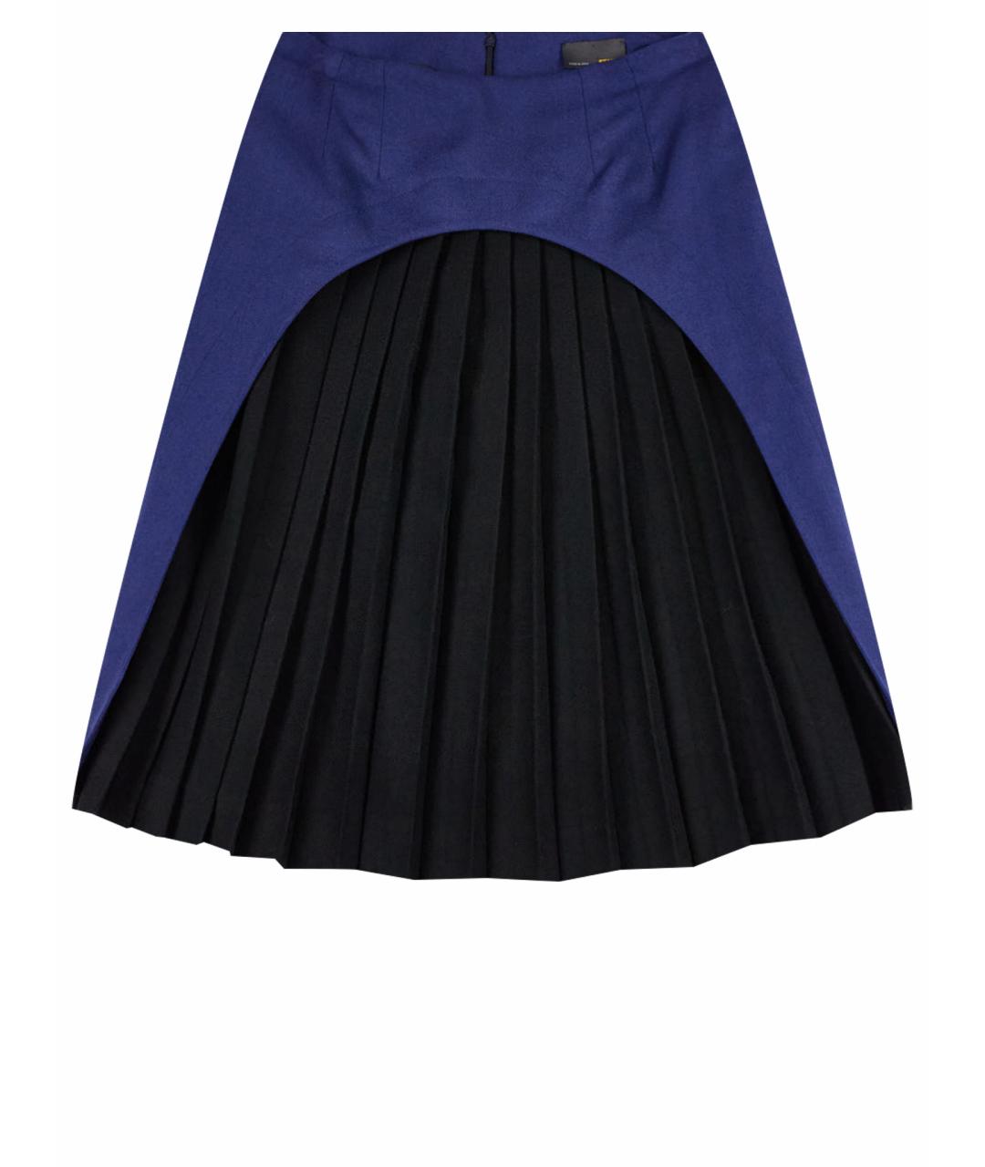 FENDI Синяя шерстяная юбка миди, фото 1
