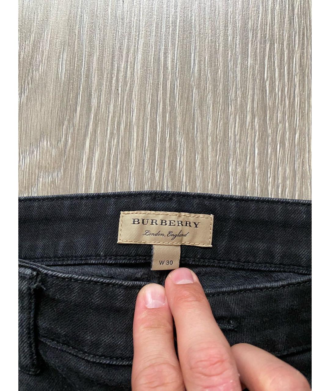 BURBERRY Черные хлопковые джинсы слим, фото 4