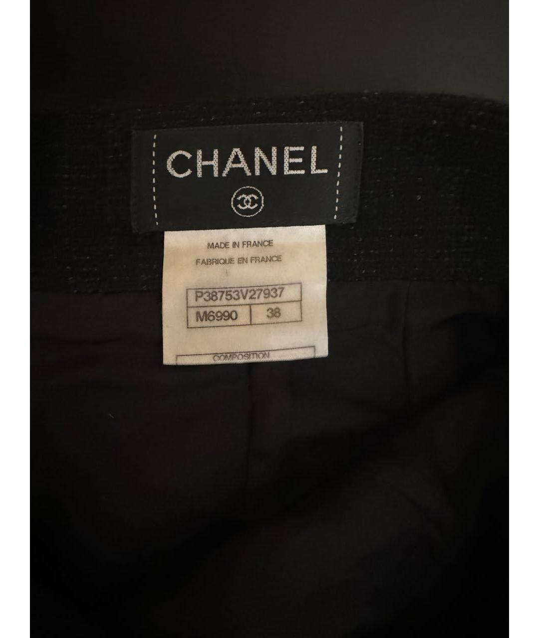 CHANEL PRE-OWNED Черная шерстяная юбка миди, фото 3