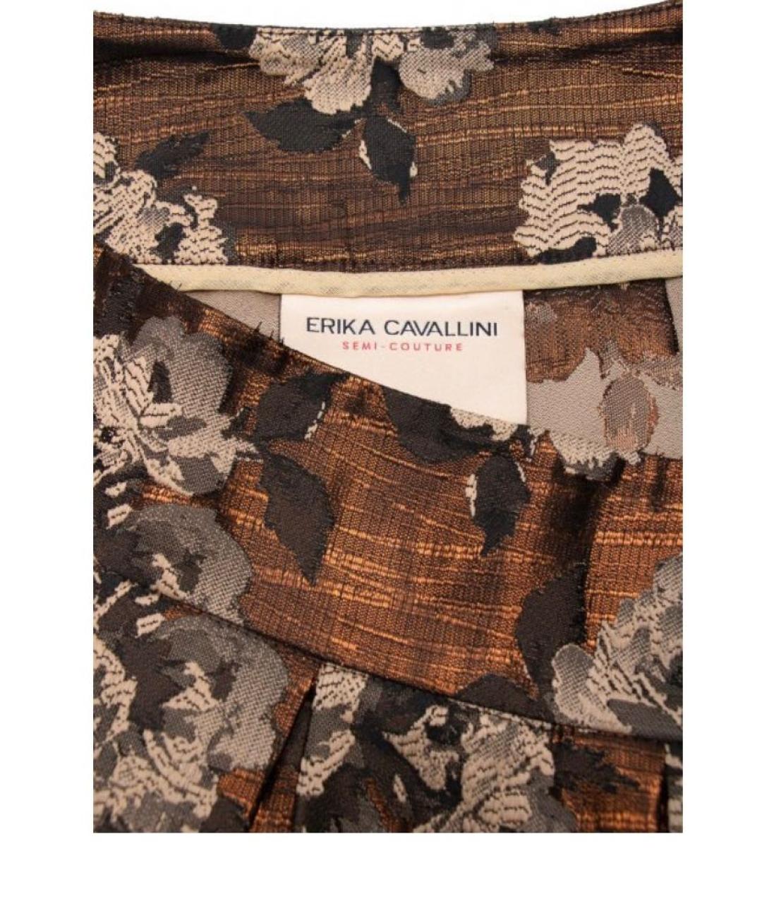 ERIKA CAVALLINI Коричневая полиэстеровая юбка мини, фото 3