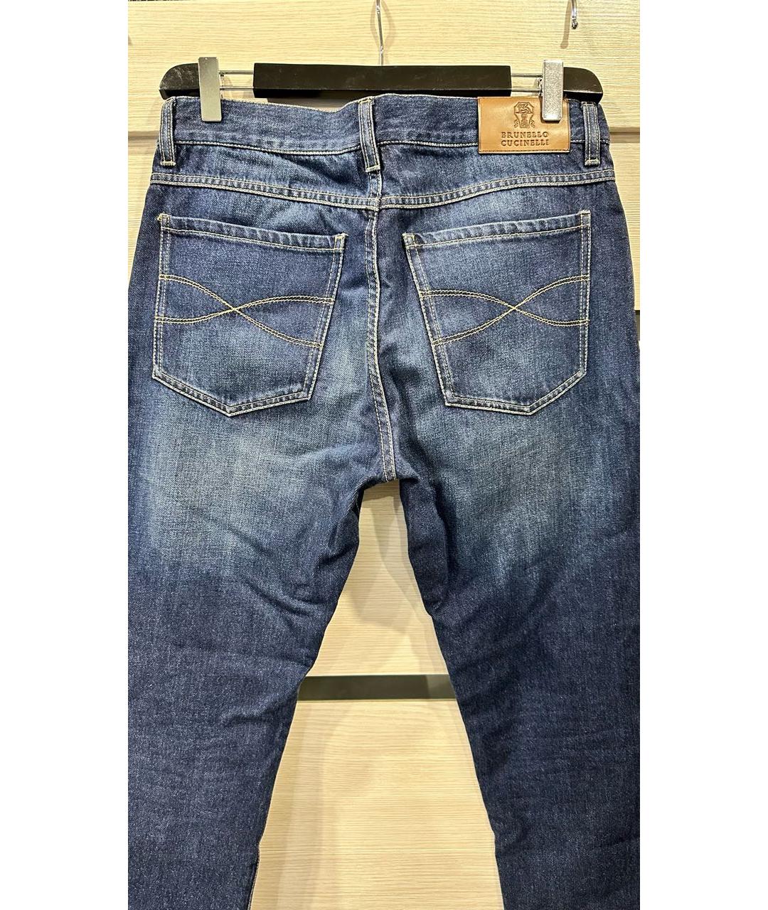 BRUNELLO CUCINELLI Темно-синие хлопковые джинсы скинни, фото 2