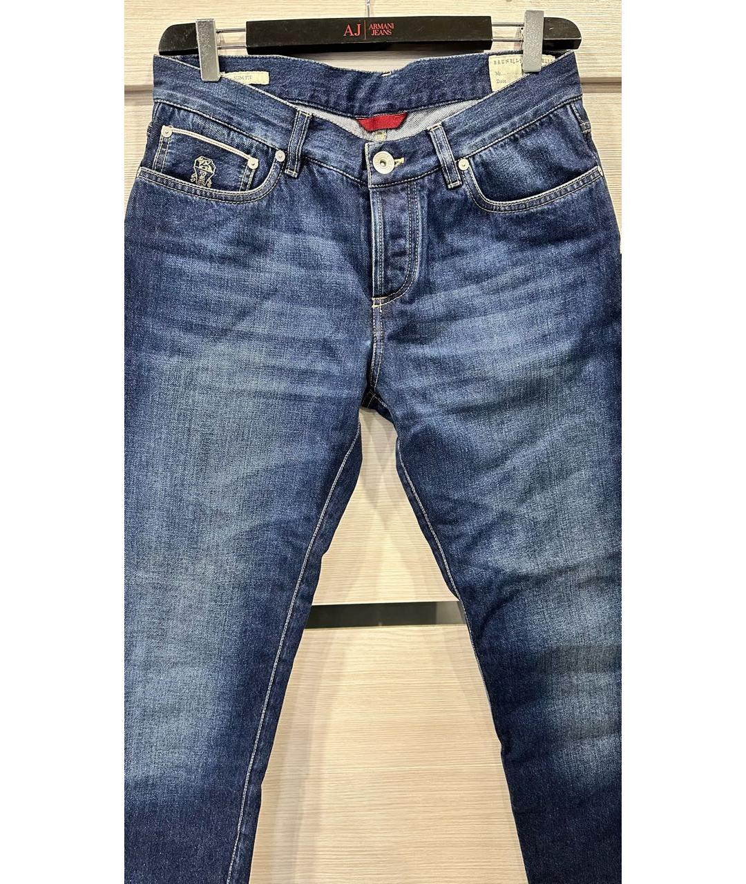BRUNELLO CUCINELLI Темно-синие хлопковые джинсы скинни, фото 4