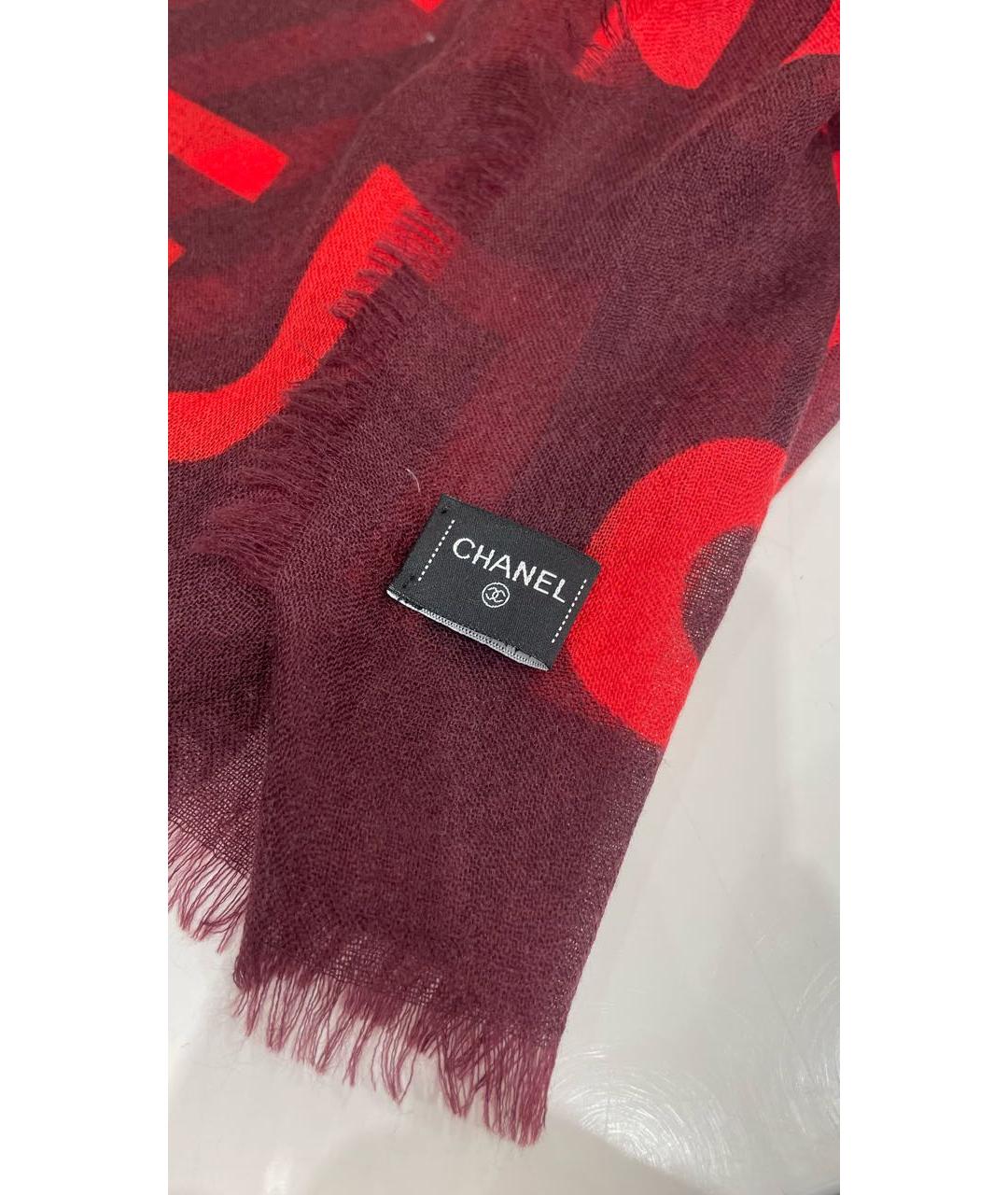 CHANEL PRE-OWNED Красный кашемировый платок, фото 4