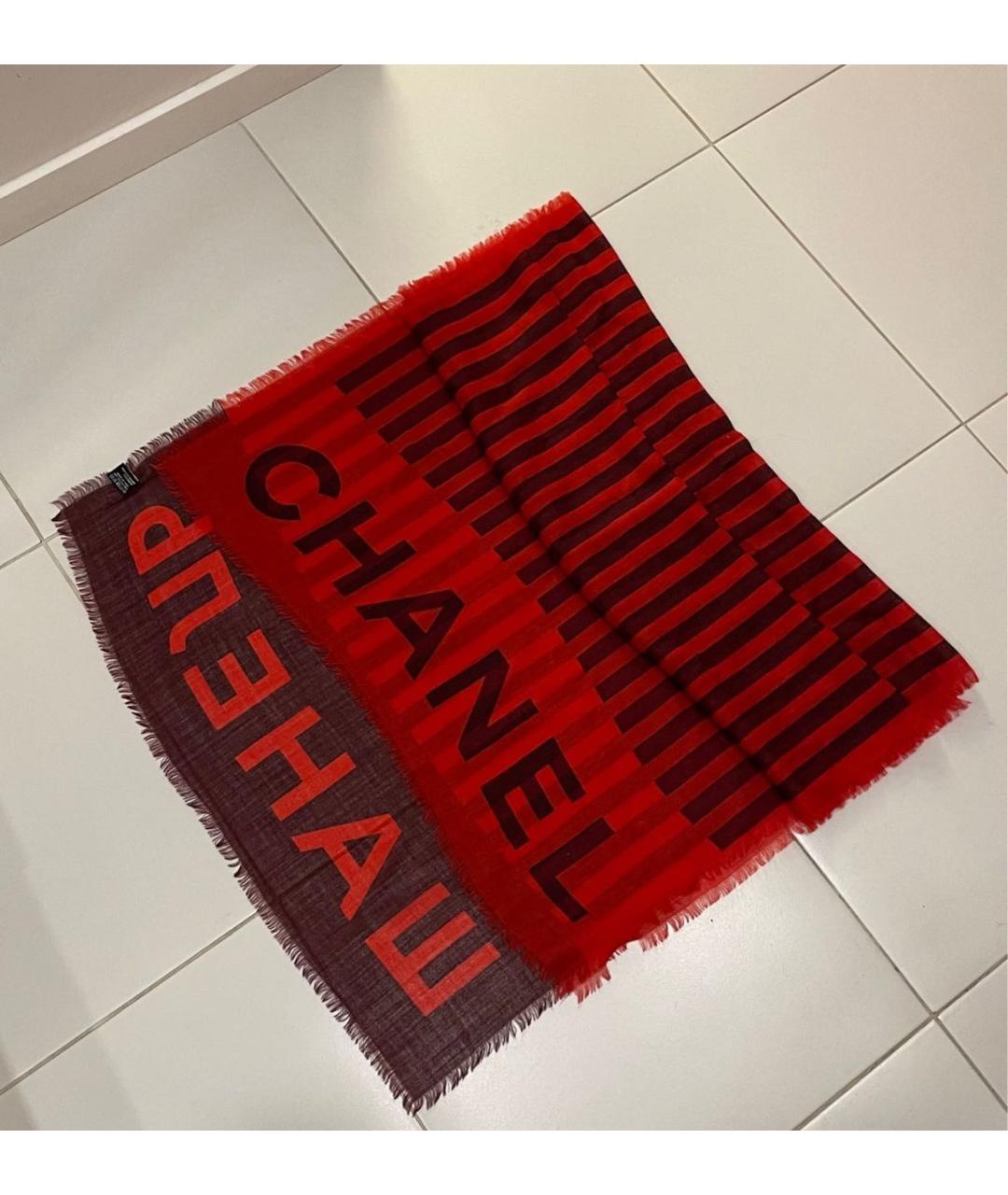 CHANEL PRE-OWNED Красный кашемировый платок, фото 2