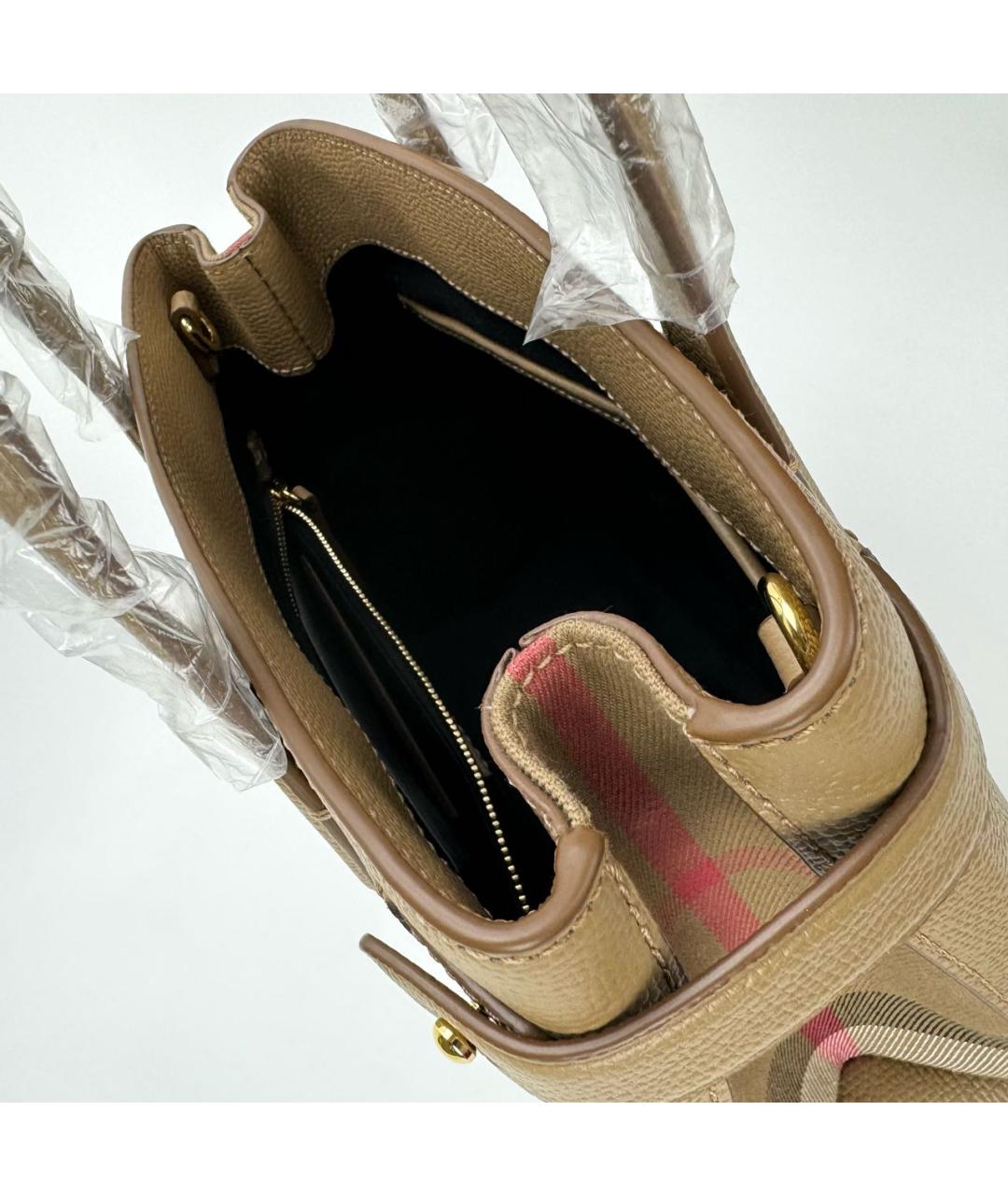 BURBERRY Бежевая кожаная сумка с короткими ручками, фото 6