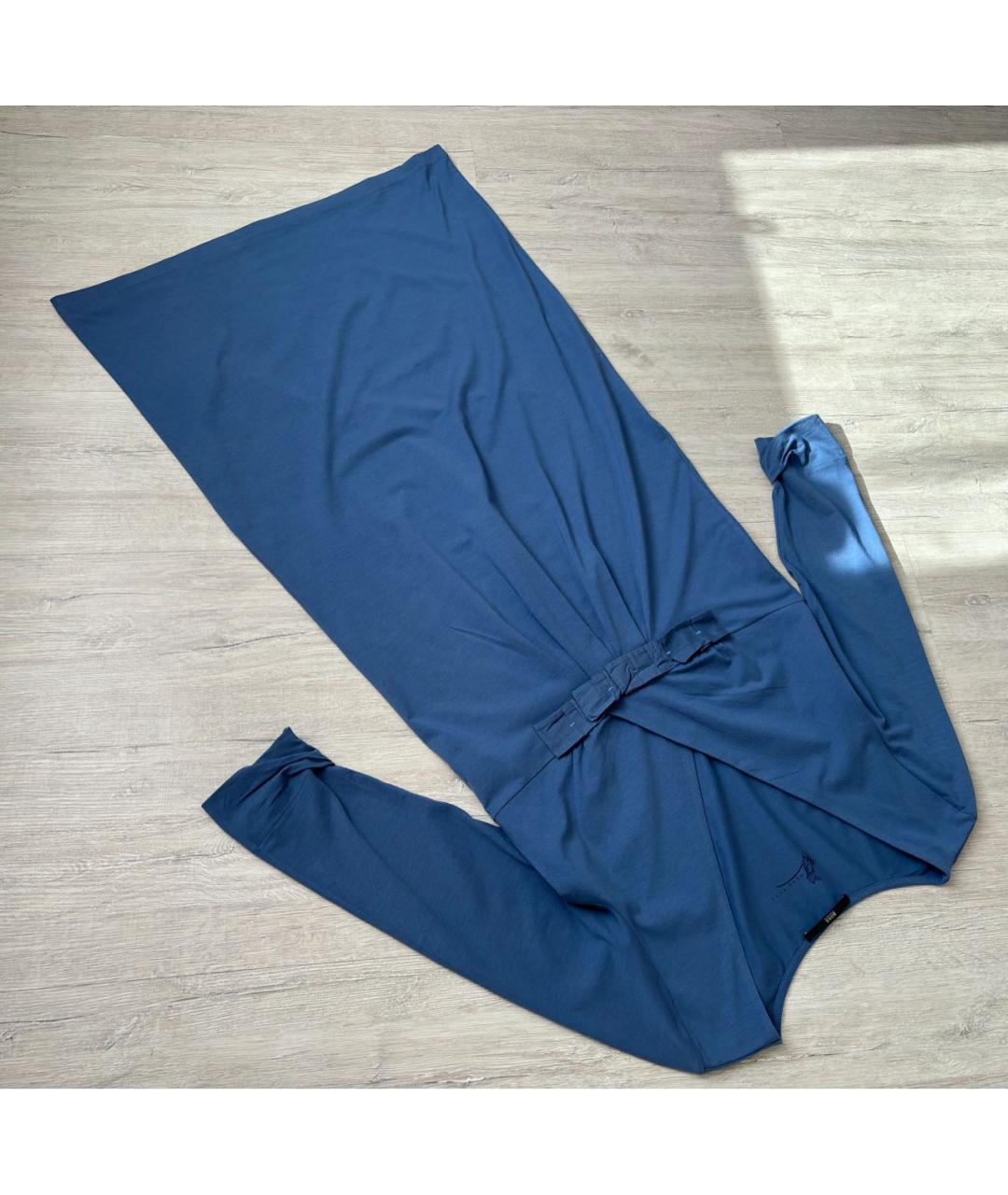 HUGO BOSS Синее хлопко-эластановое повседневное платье, фото 5