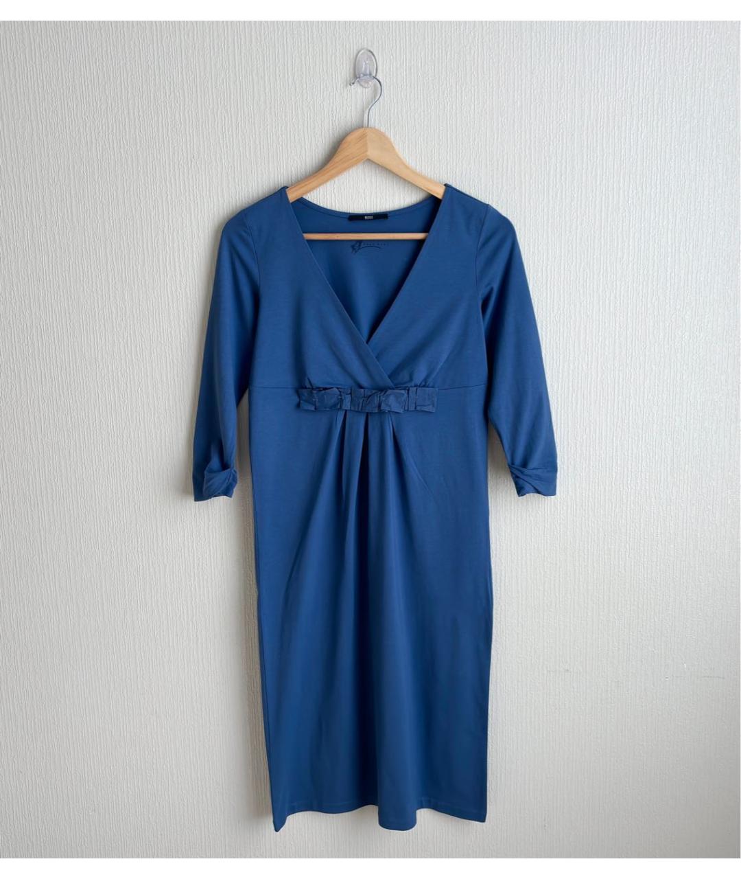 HUGO BOSS Синее хлопко-эластановое повседневное платье, фото 9