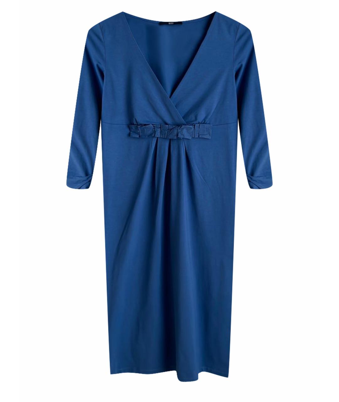HUGO BOSS Синее хлопко-эластановое повседневное платье, фото 1