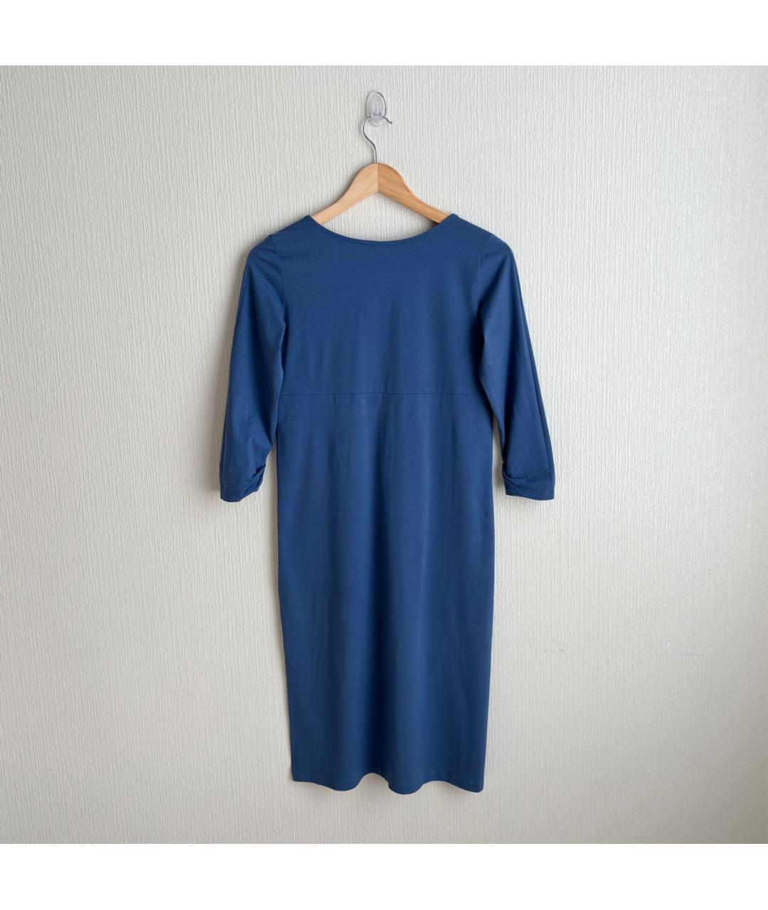 HUGO BOSS Синее хлопко-эластановое повседневное платье, фото 2