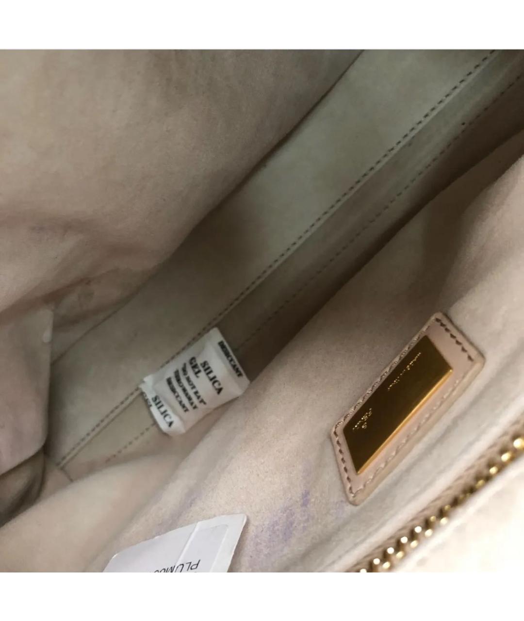 FENDI Бежевая кожаная сумка с короткими ручками, фото 7