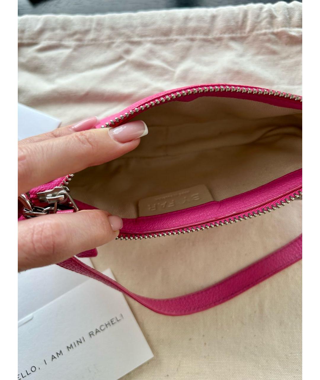 BY FAR Розовая кожаная сумка с короткими ручками, фото 6