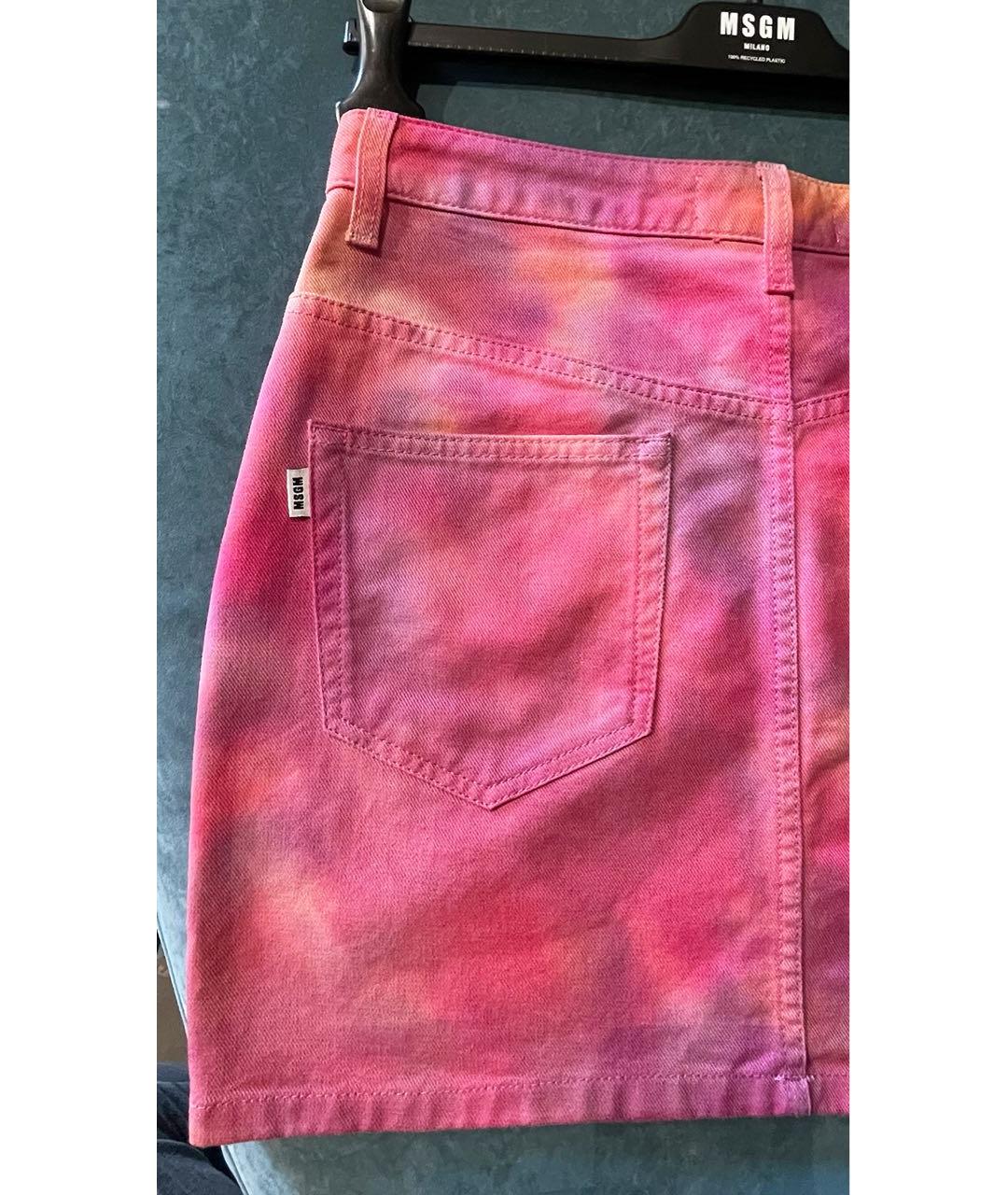 MSGM Розовая хлопковая юбка мини, фото 4