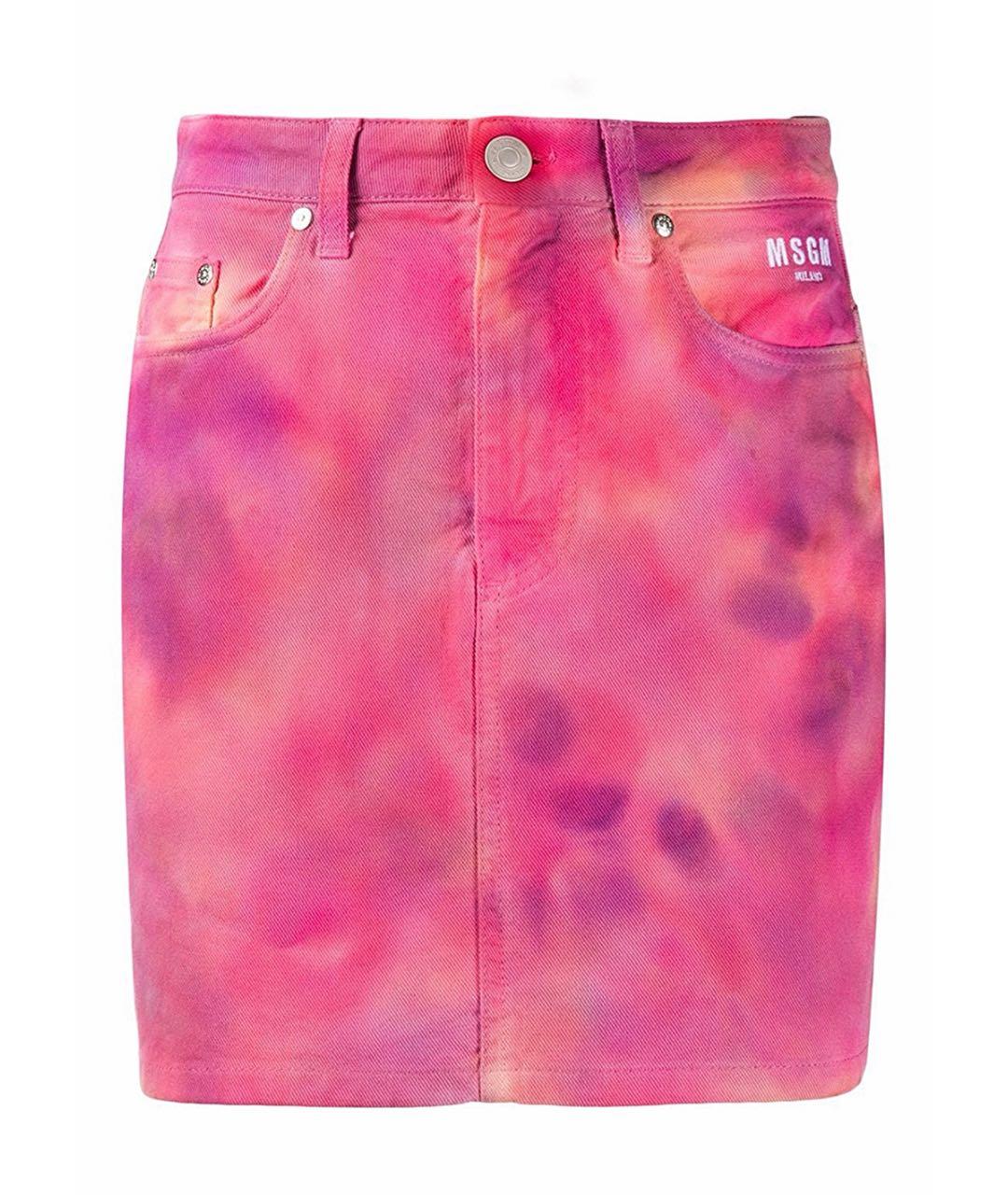 MSGM Розовая хлопковая юбка мини, фото 1