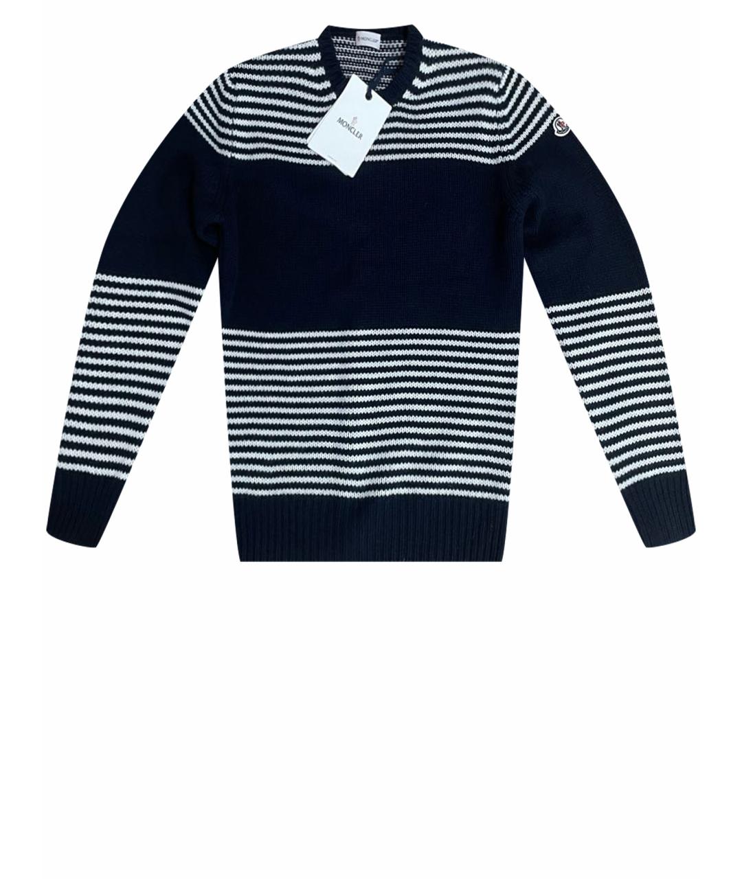 MONCLER Темно-синий шерстяной джемпер / свитер, фото 1