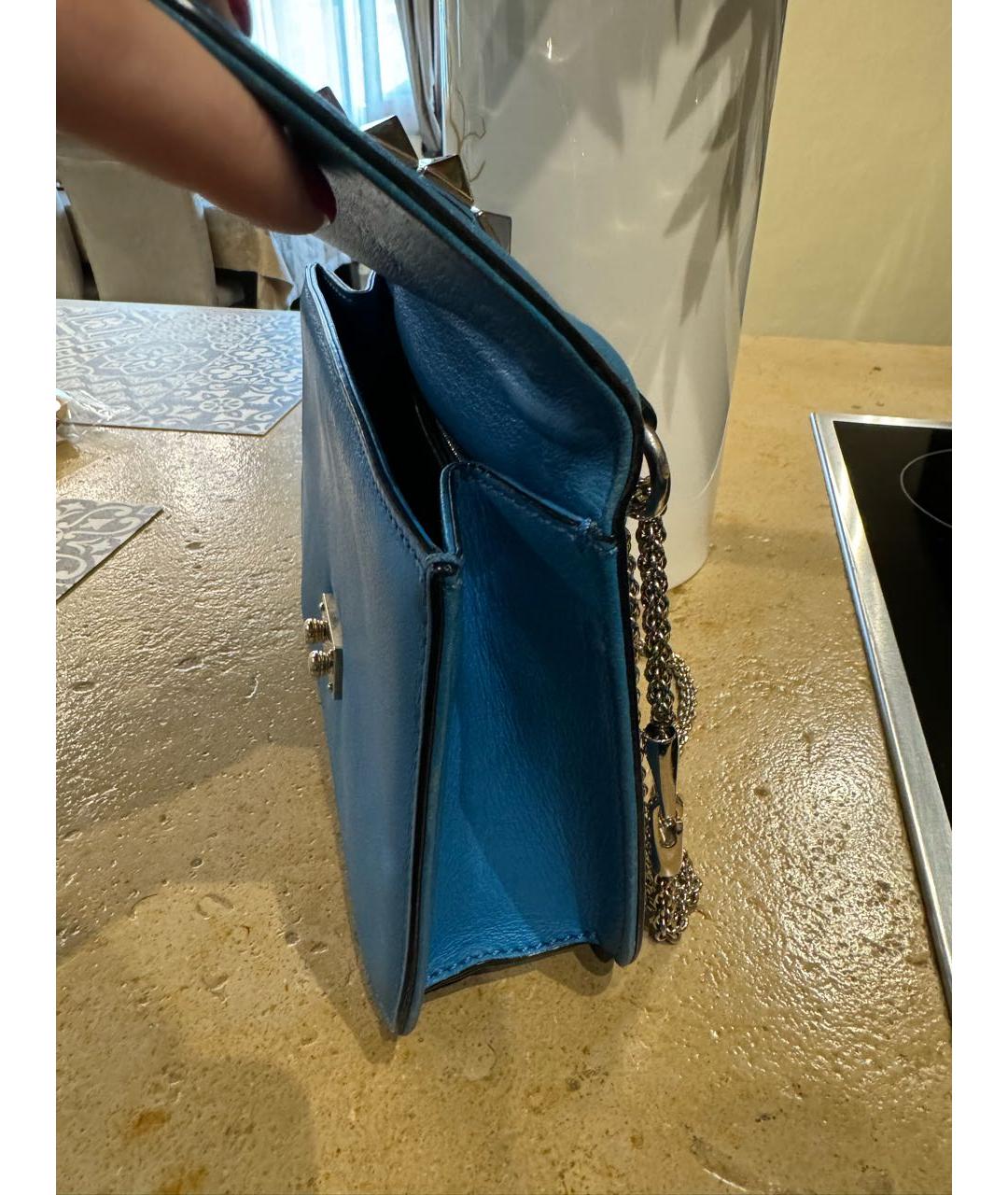 VALENTINO Синяя кожаная сумка через плечо, фото 5