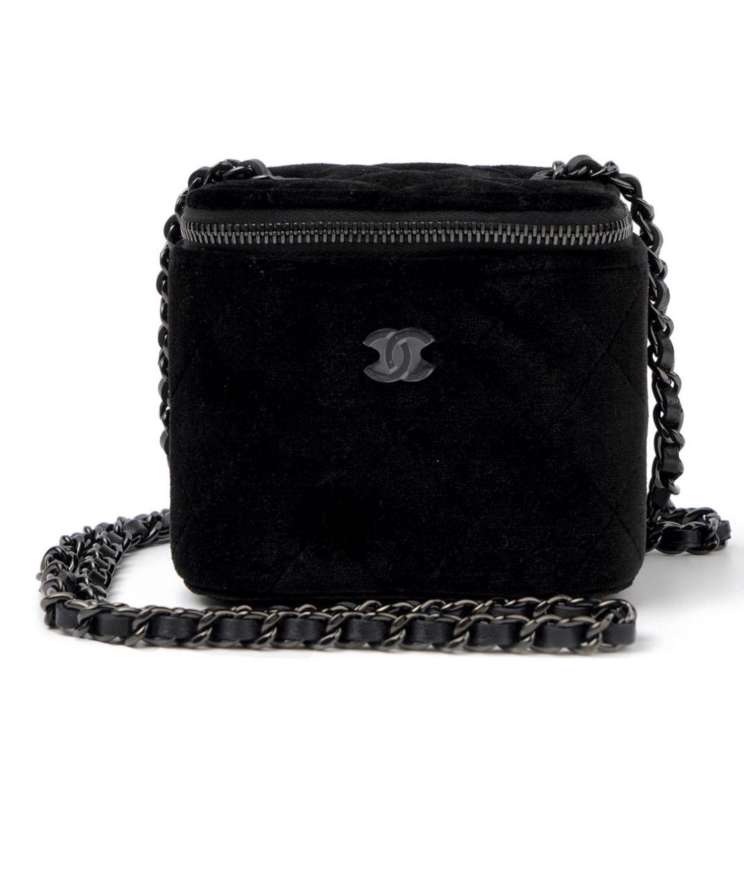 CHANEL PRE-OWNED Черная бархатная сумка через плечо, фото 1