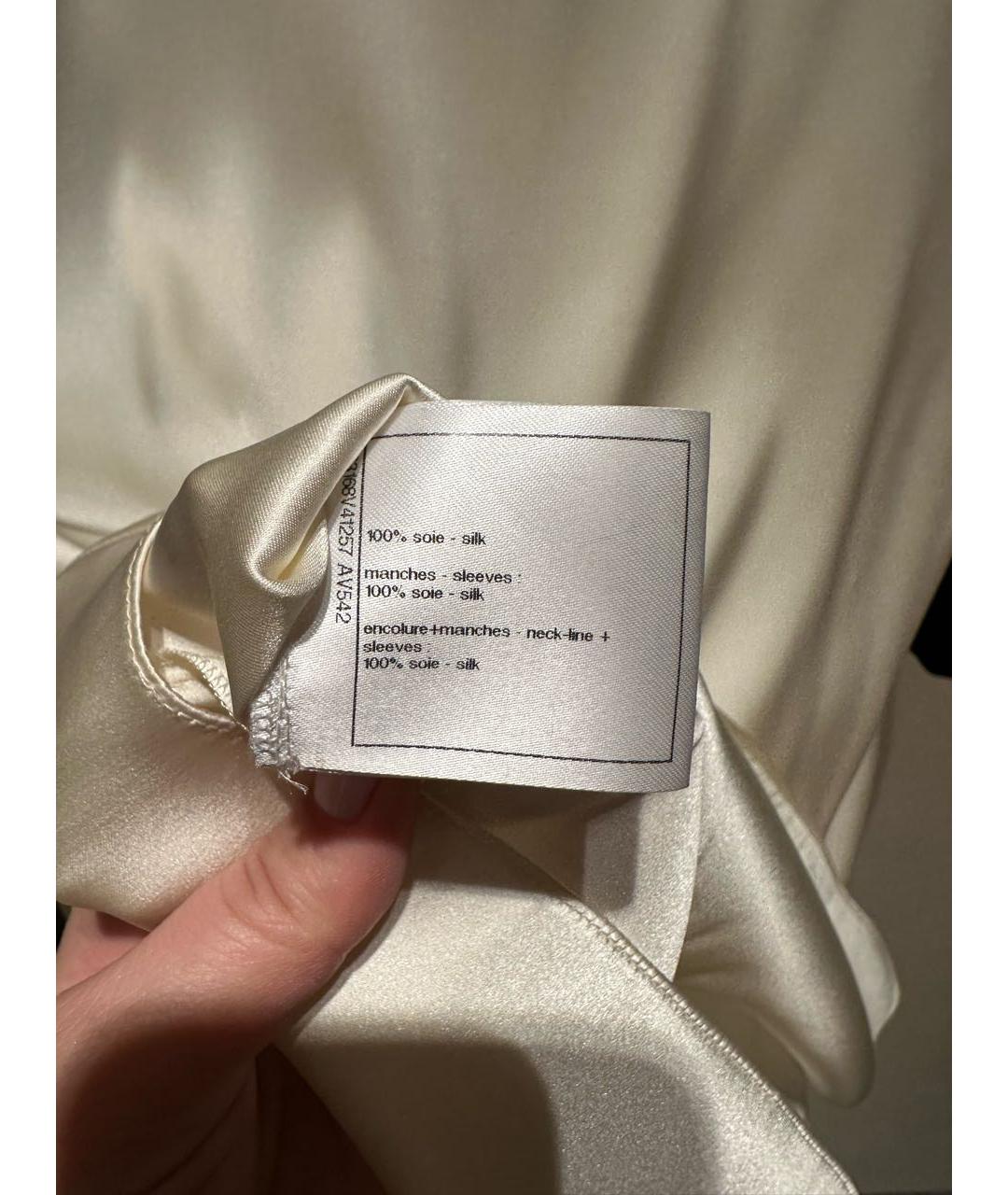 CHANEL Белая шелковая блузы, фото 5