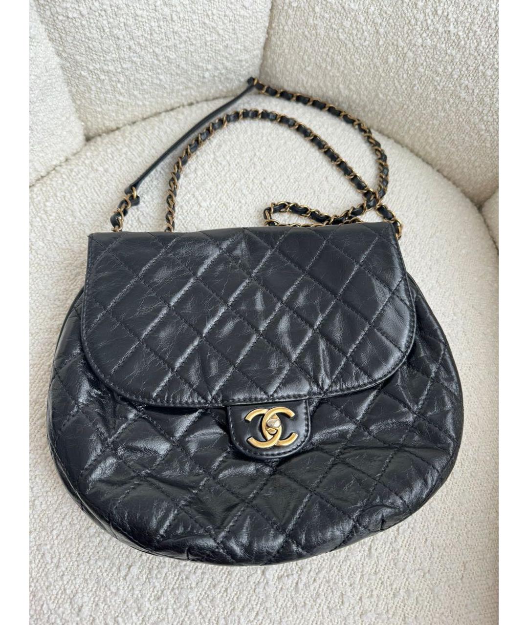 CHANEL PRE-OWNED Черная кожаная сумка с короткими ручками, фото 7