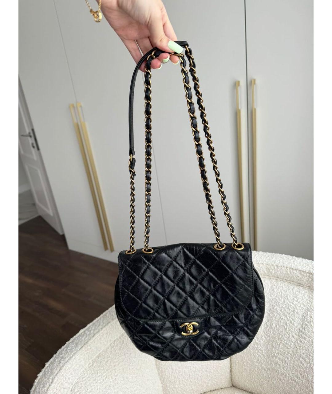 CHANEL PRE-OWNED Черная кожаная сумка с короткими ручками, фото 6