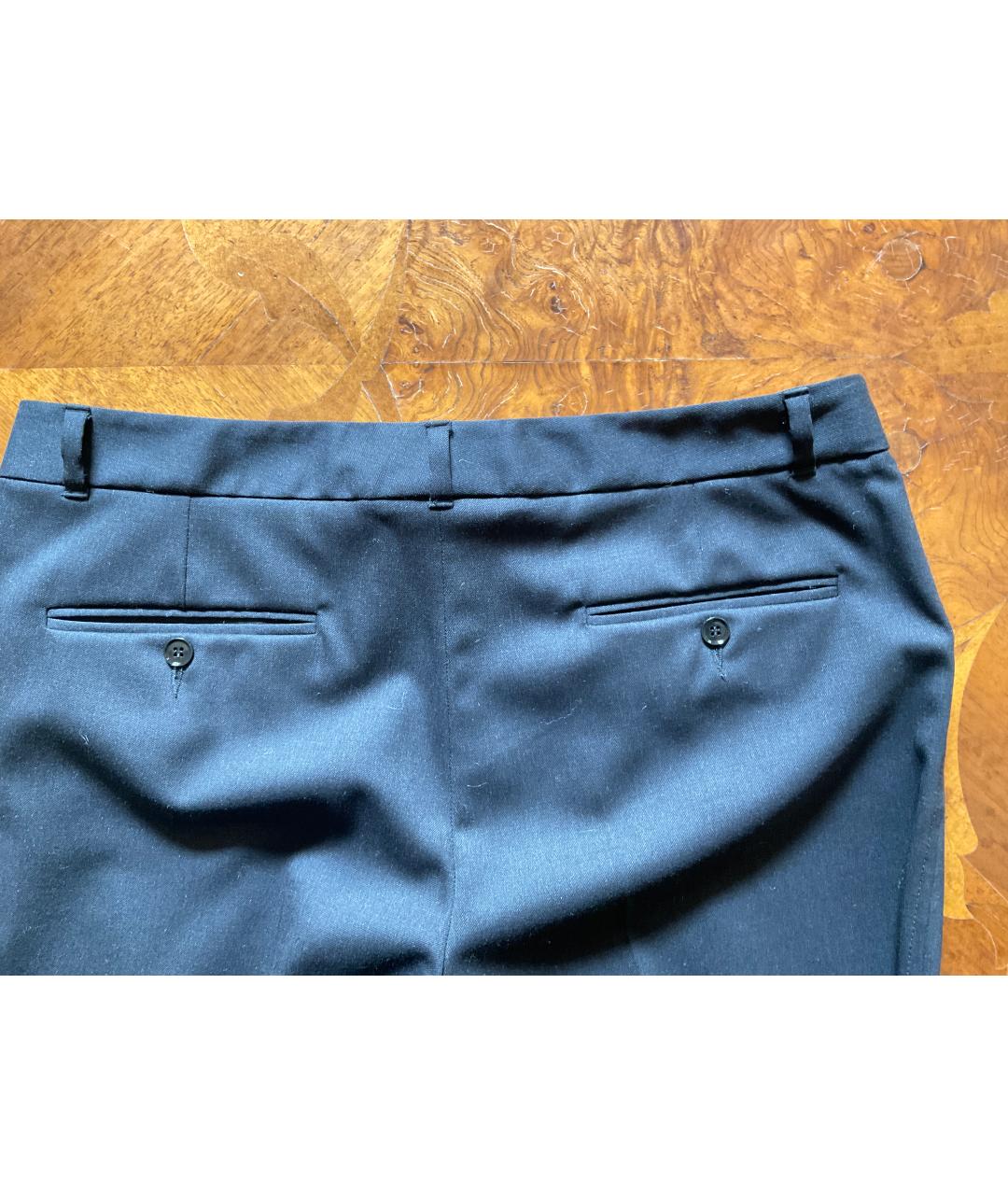 DOLCE&GABBANA Черные шерстяные прямые брюки, фото 4