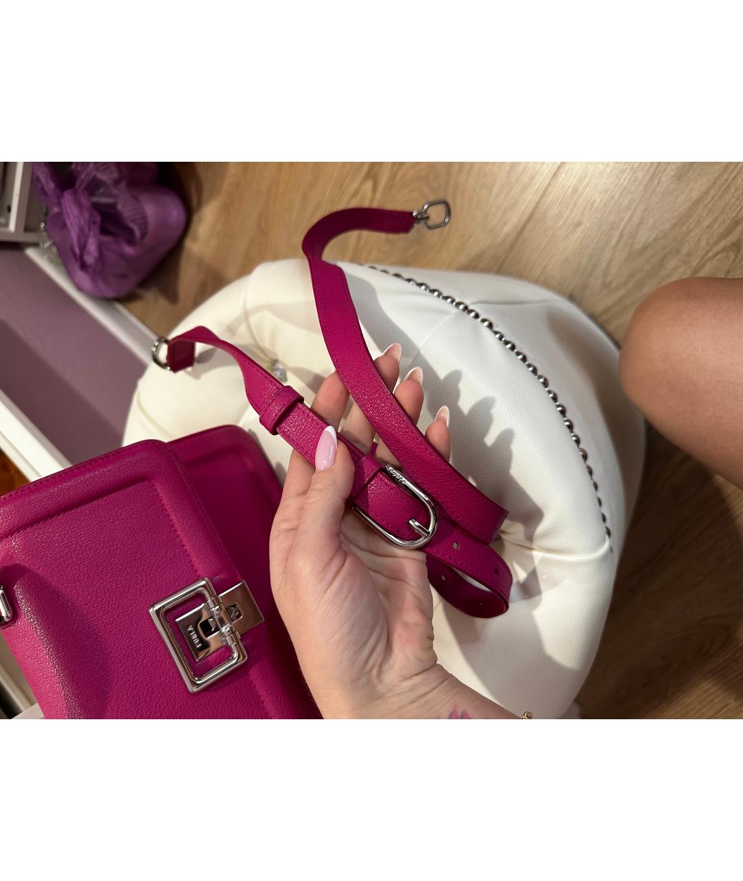 FURLA Розовая кожаная сумка с короткими ручками, фото 7