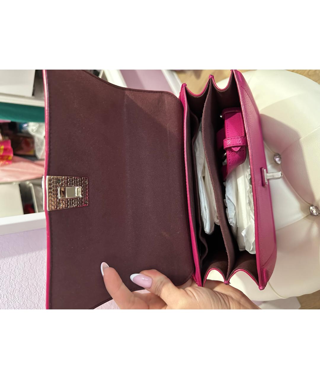 FURLA Розовая кожаная сумка с короткими ручками, фото 5