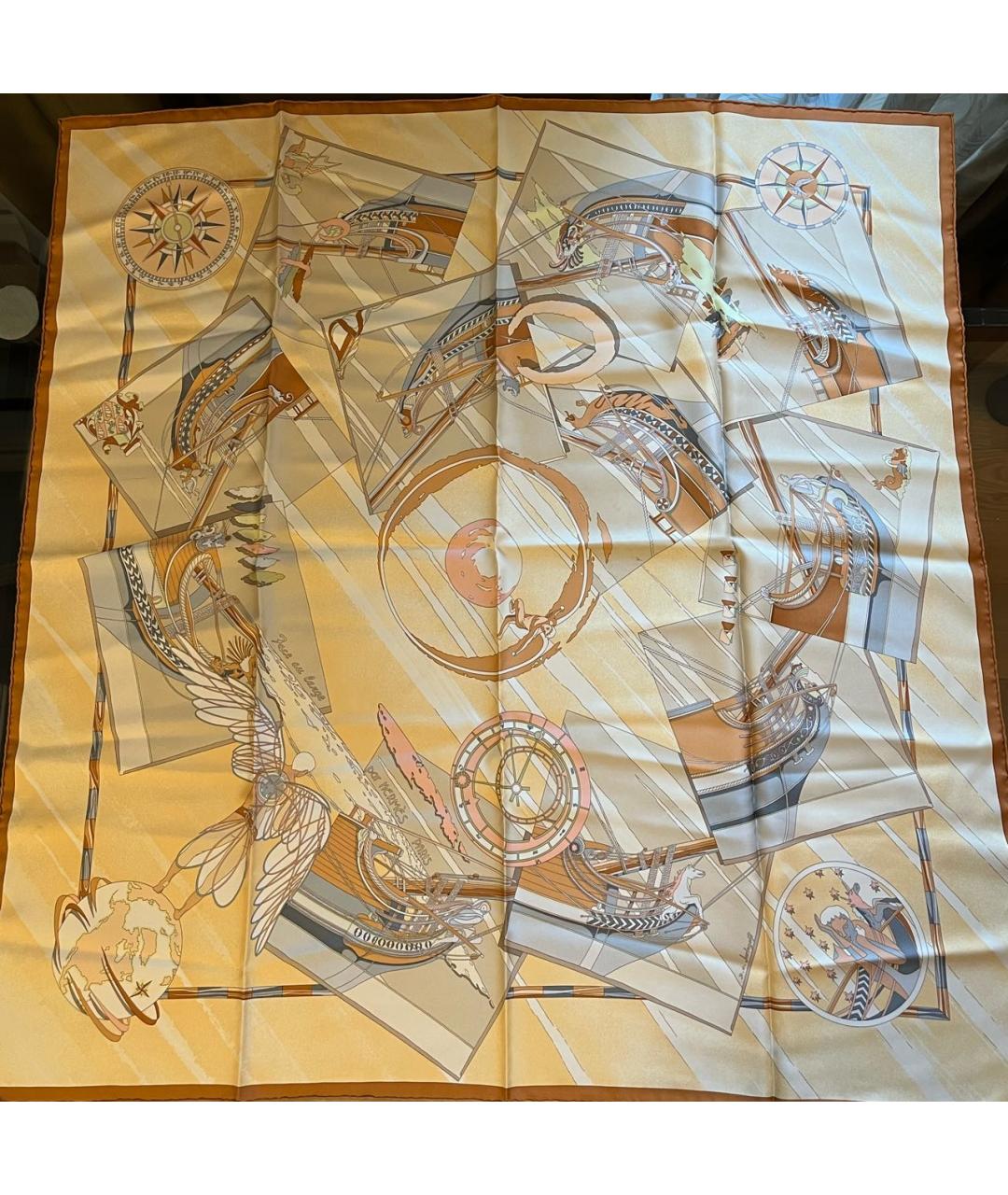 HERMES PRE-OWNED Бежевый шелковый платок, фото 5