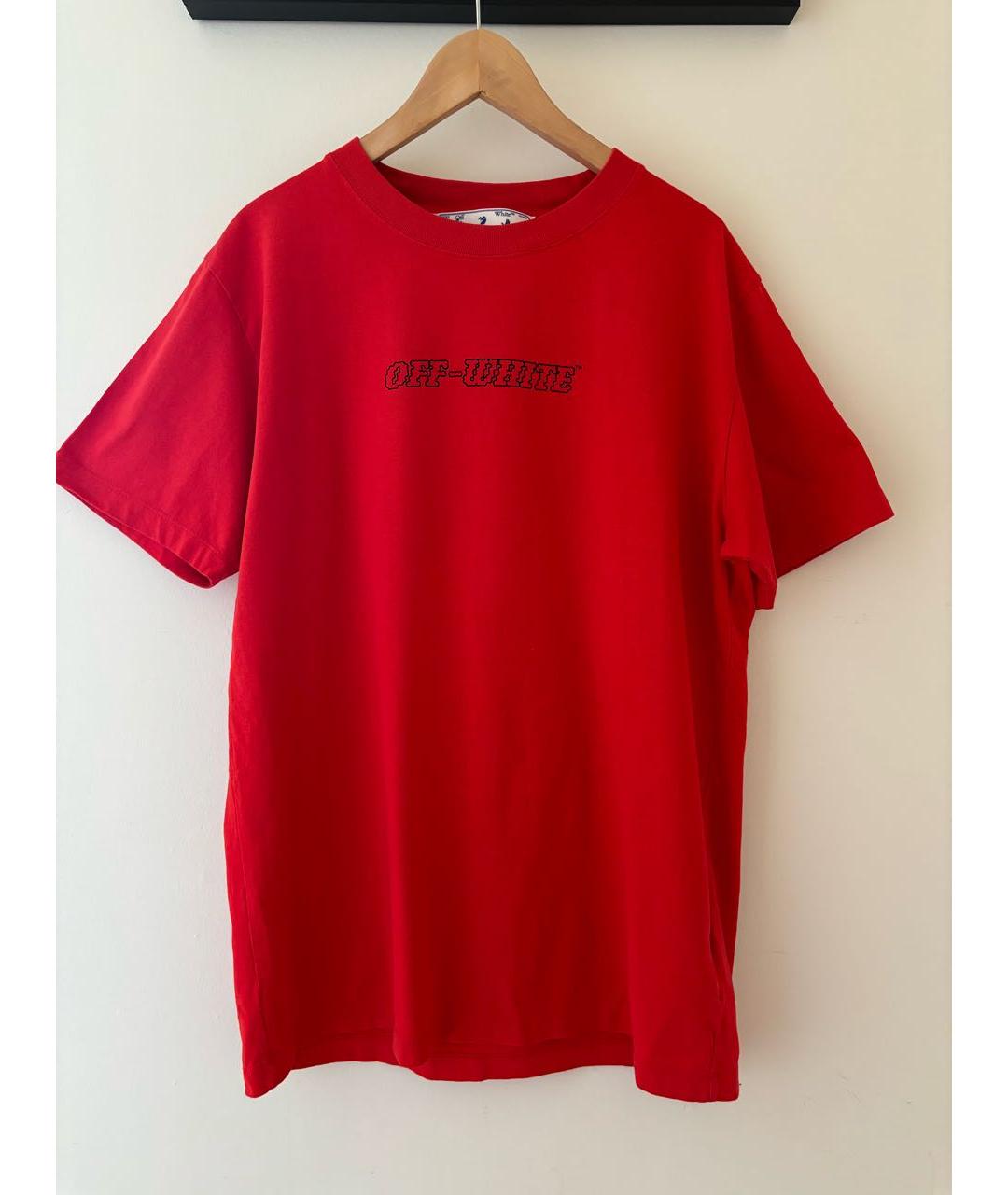 OFF-WHITE Красная хлопковая футболка, фото 9