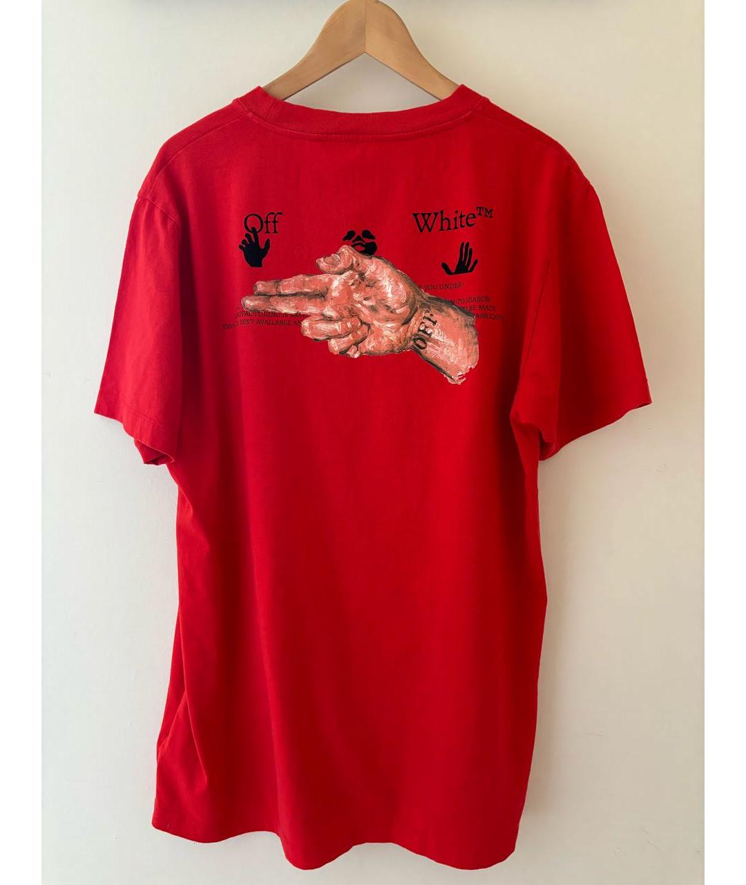 OFF-WHITE Красная хлопковая футболка, фото 2