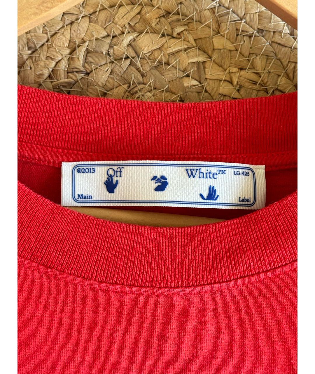 OFF-WHITE Красная хлопковая футболка, фото 4