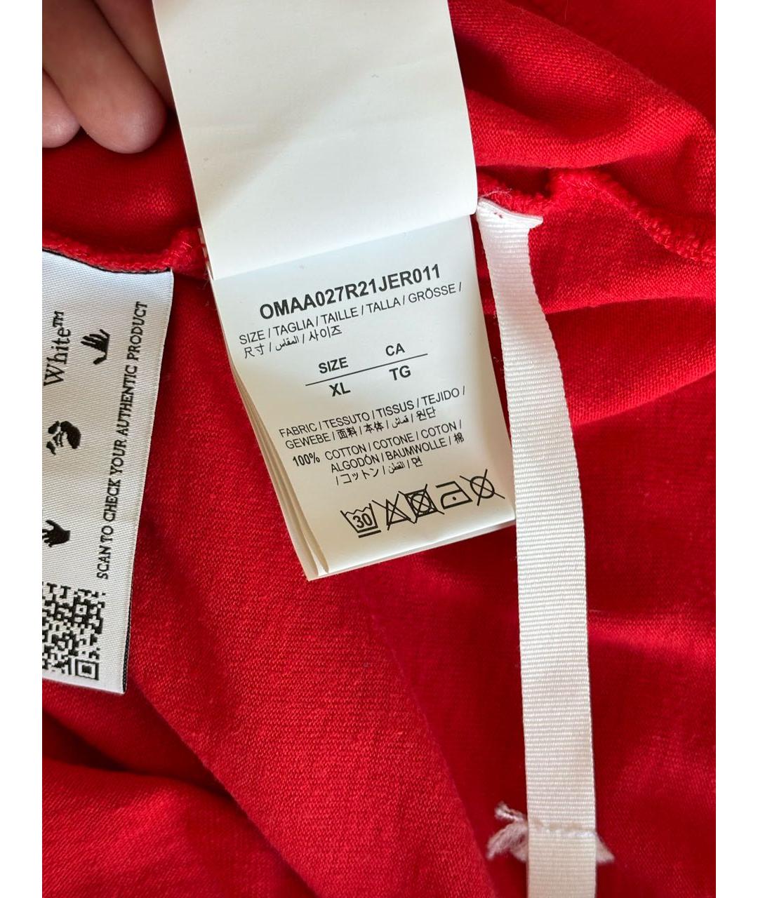 OFF-WHITE Красная хлопковая футболка, фото 7