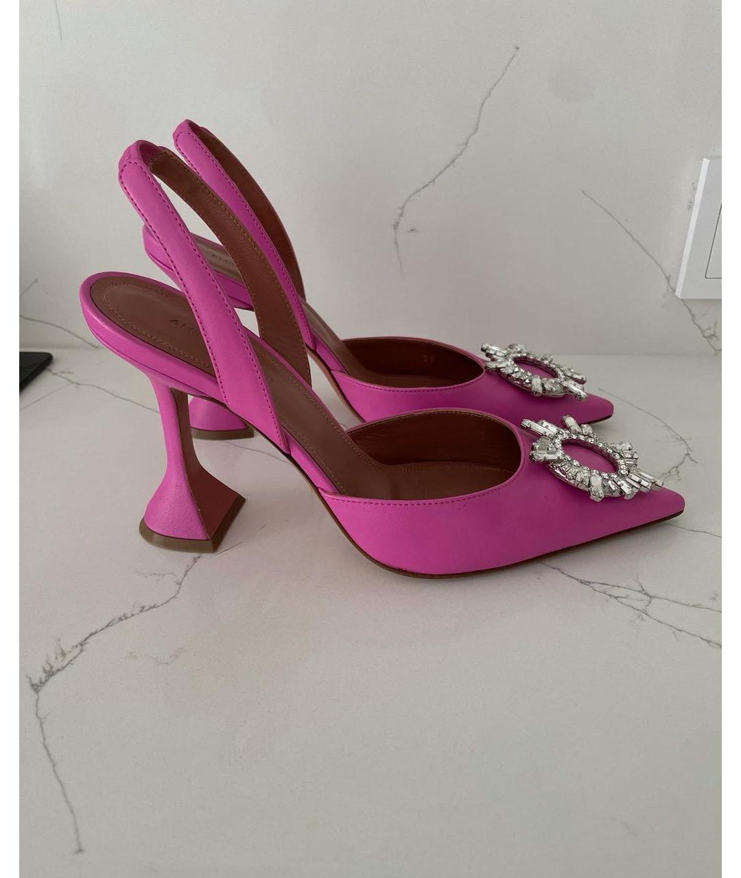 Amina Muaddi Розовые кожаные туфли, фото 9