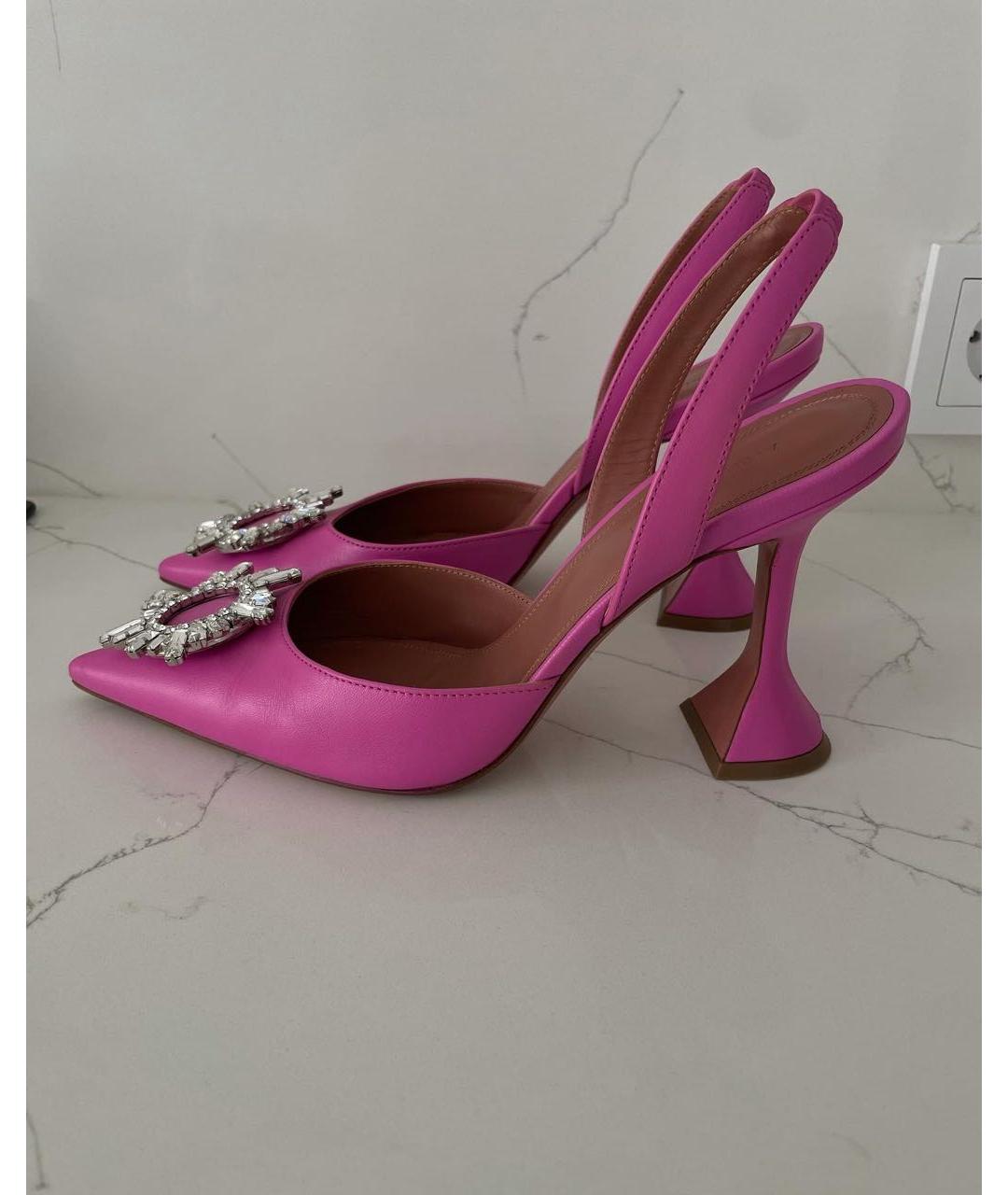Amina Muaddi Розовые кожаные туфли, фото 3