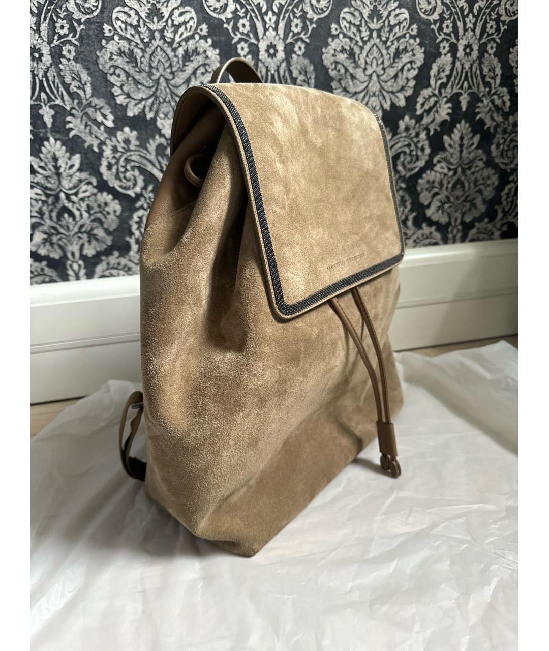 BRUNELLO CUCINELLI Коричневый кожаный рюкзак, фото 2