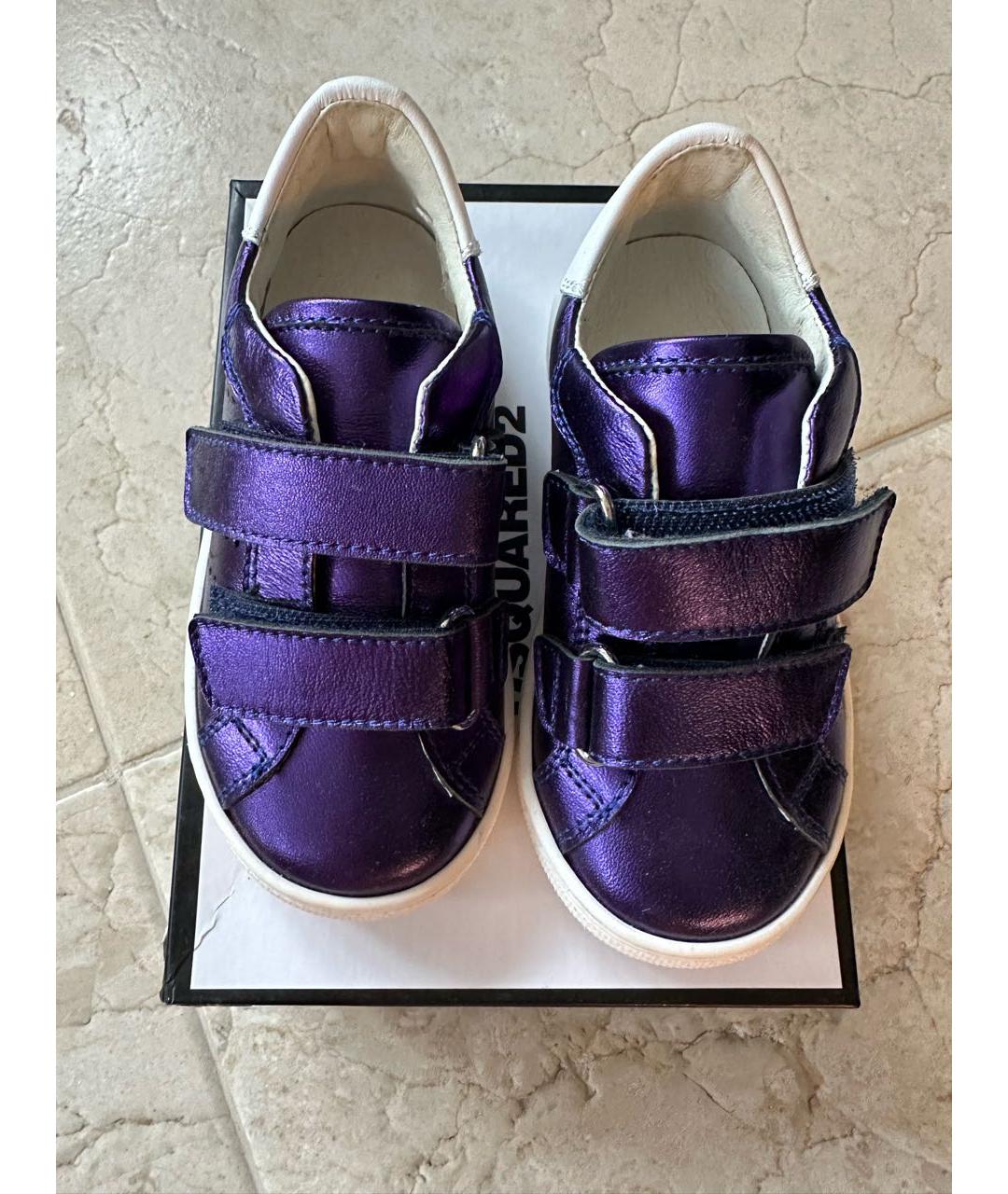 DSQUARED2 KIDS Фиолетовые кожаные кеды, фото 2