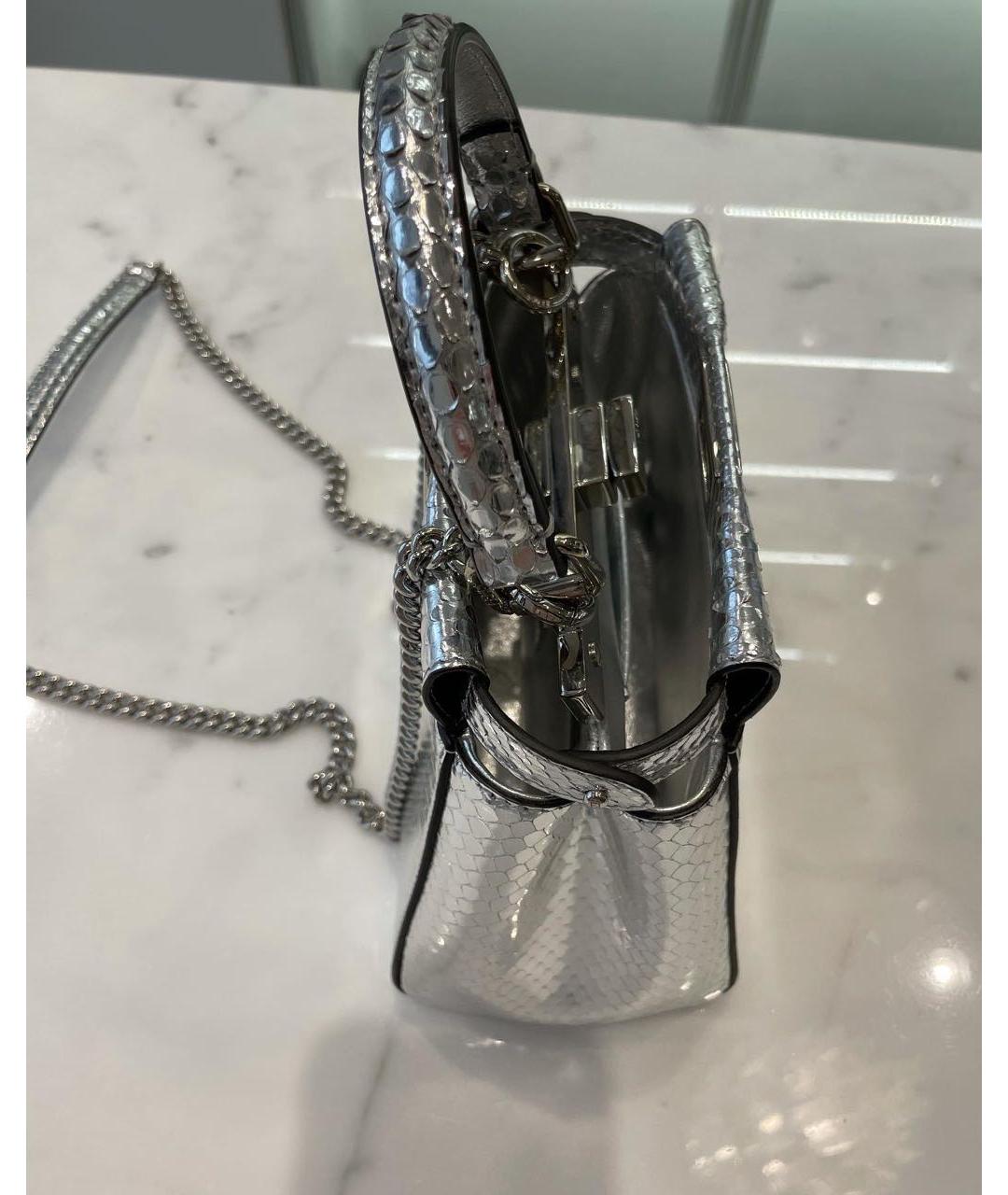 FENDI Серебряная сумка через плечо из экзотической кожи, фото 6