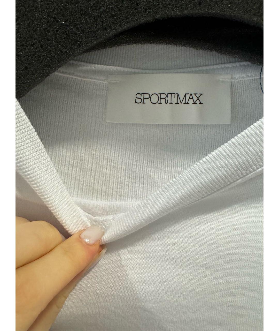 SPORTMAX Белая хлопковая футболка, фото 3