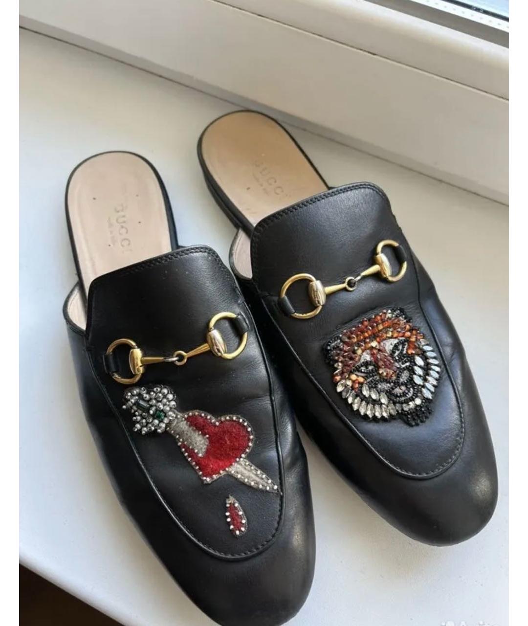 GUCCI Черные кожаные мюли, фото 2