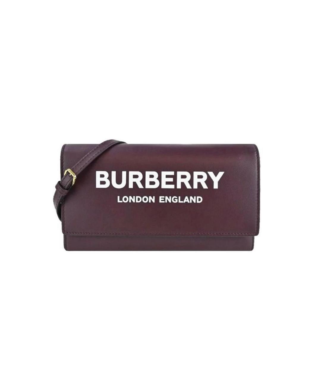 BURBERRY Бордовая кожаная сумка через плечо, фото 1