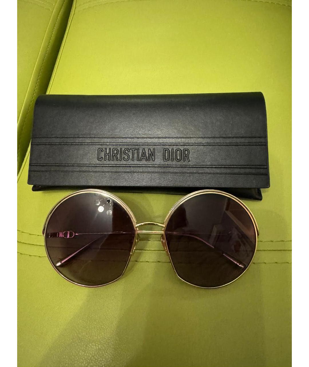 CHRISTIAN DIOR Золотые металлические солнцезащитные очки, фото 5