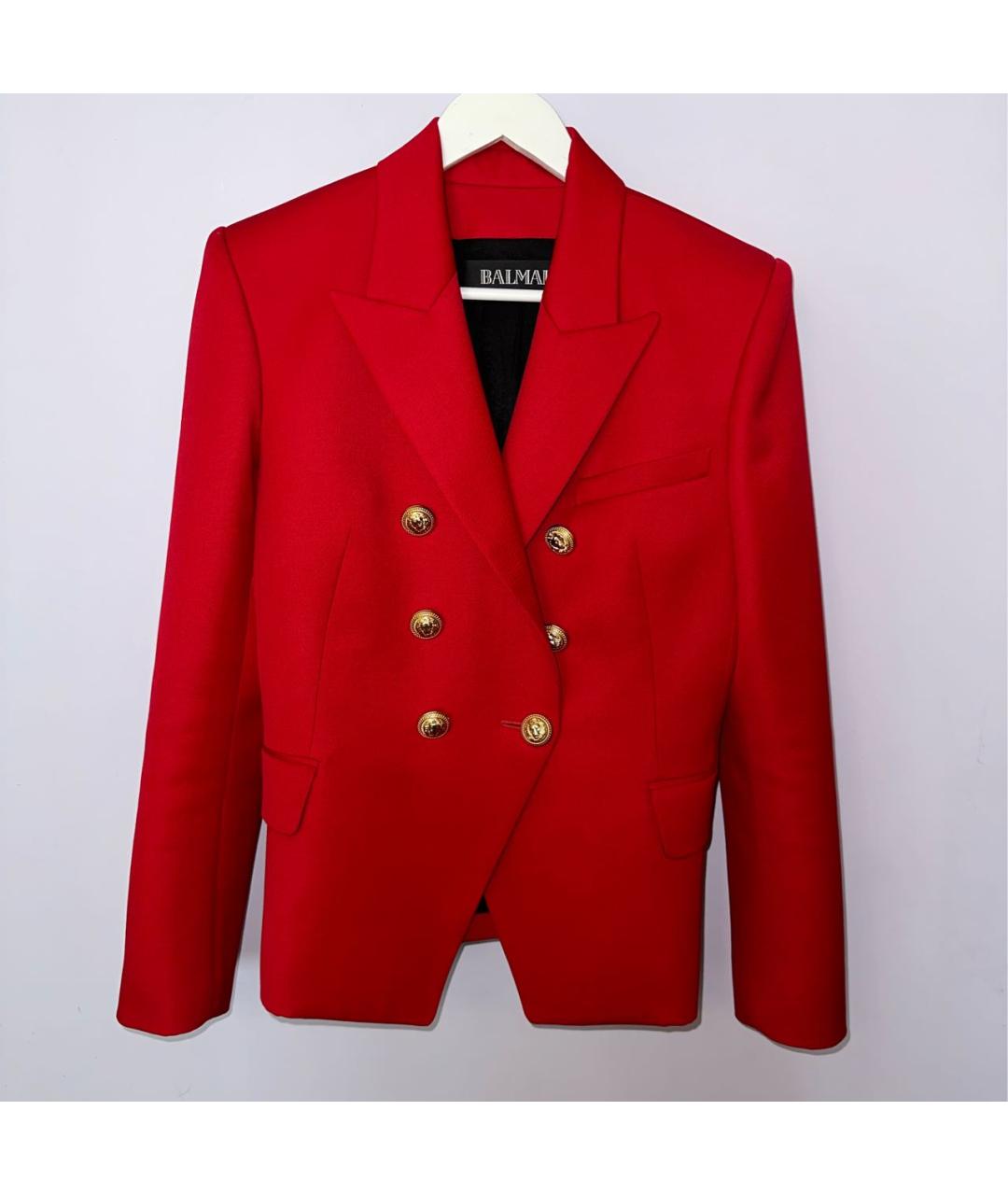 BALMAIN Красный шерстяной жакет/пиджак, фото 8