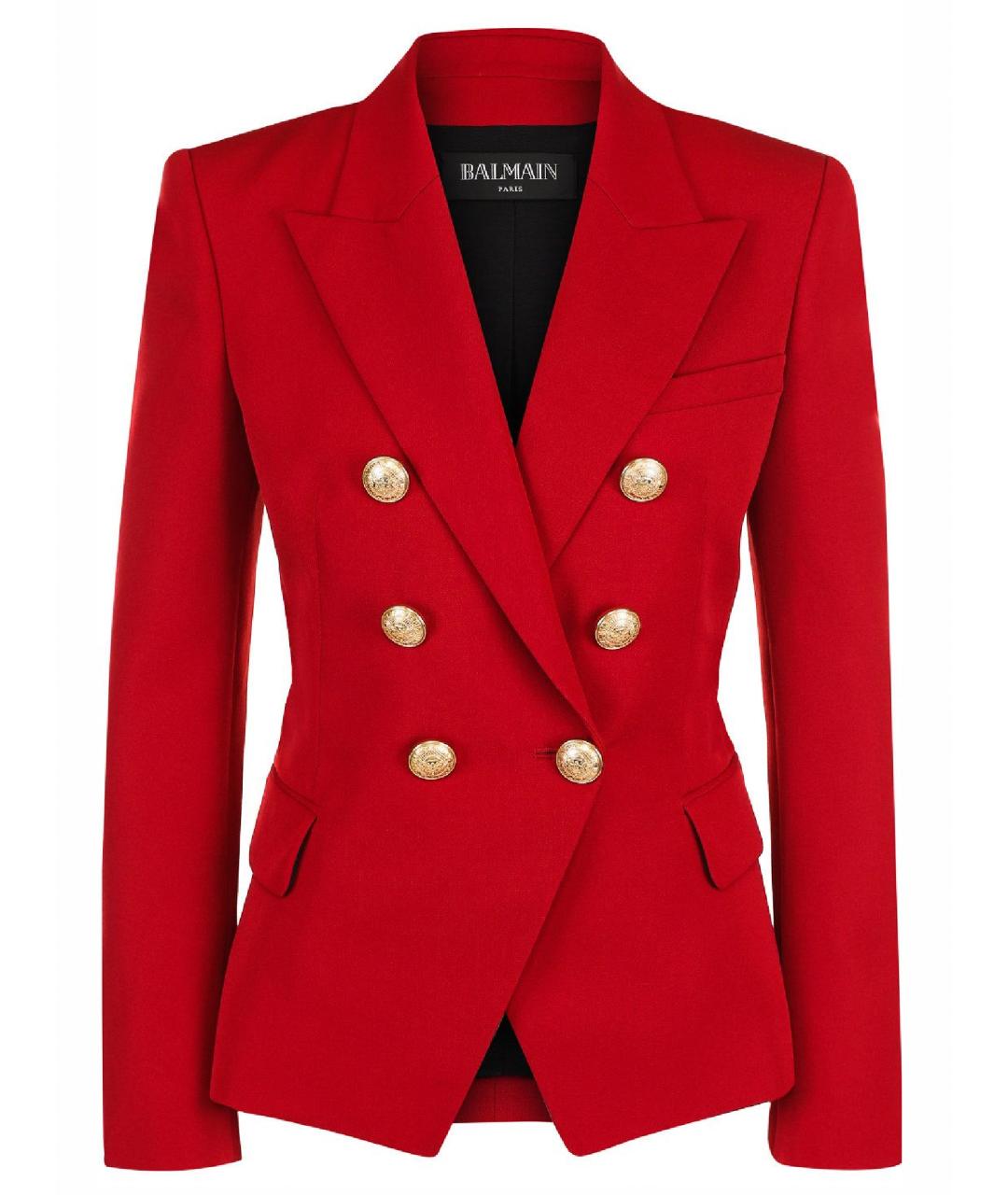 BALMAIN Красный шерстяной жакет/пиджак, фото 1