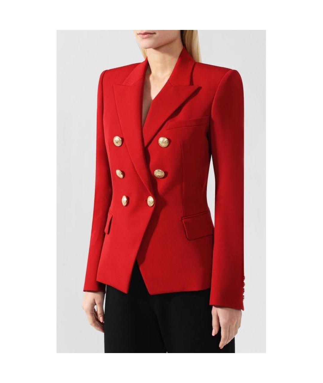 BALMAIN Красный шерстяной жакет/пиджак, фото 7