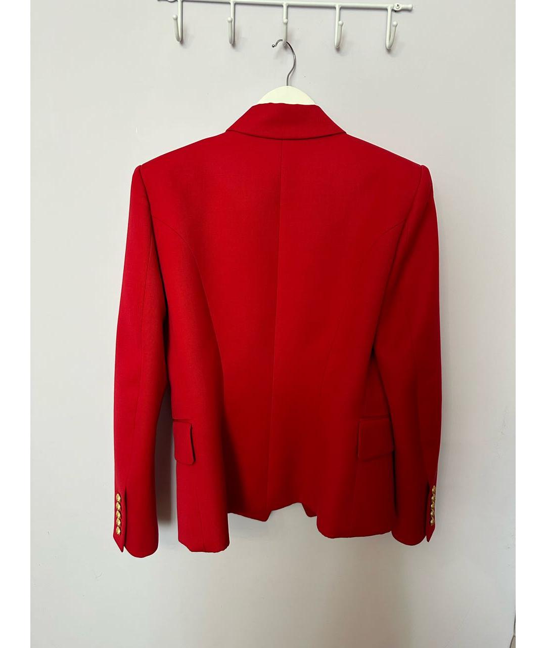 BALMAIN Красный шерстяной жакет/пиджак, фото 2