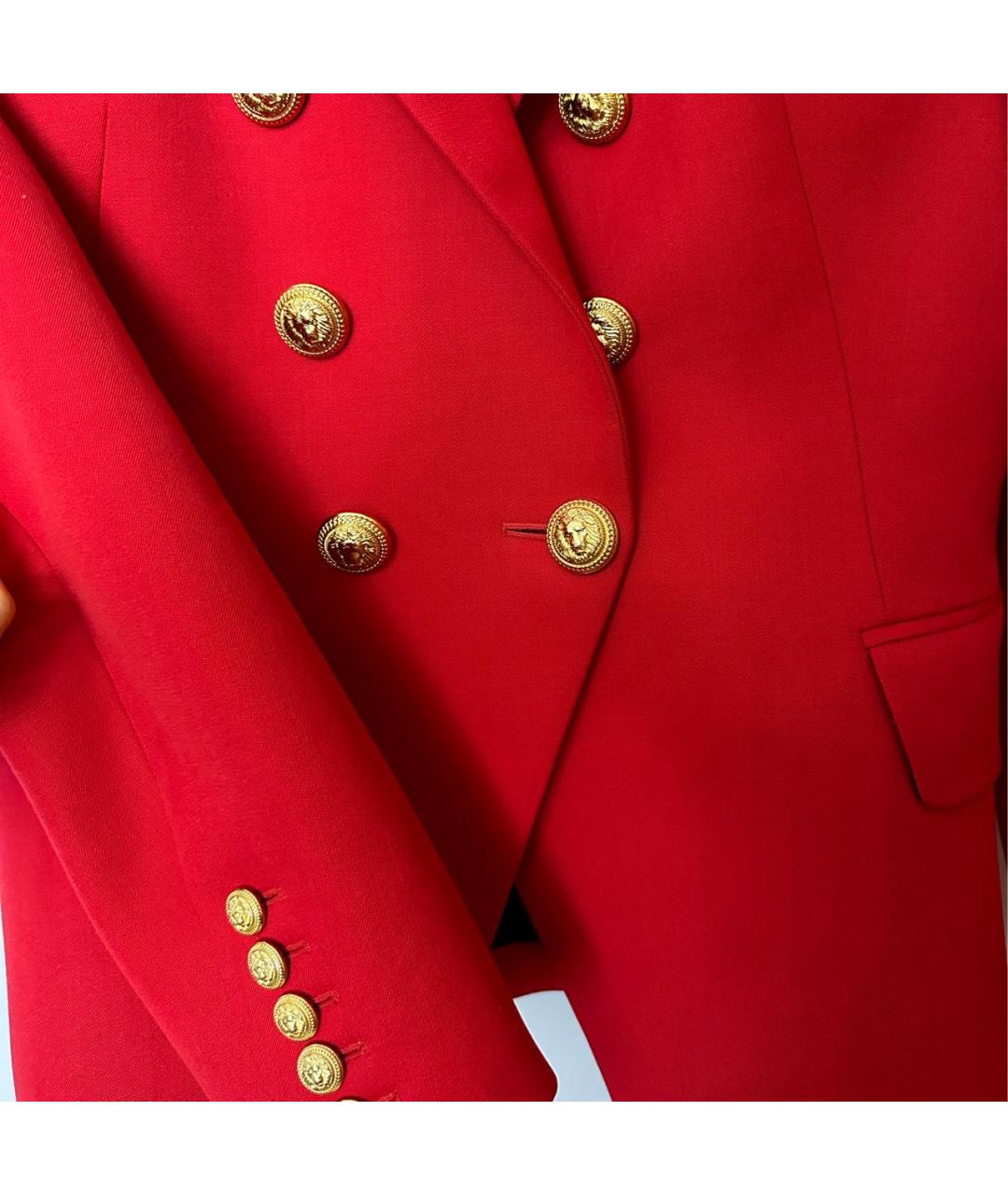 BALMAIN Красный шерстяной жакет/пиджак, фото 4
