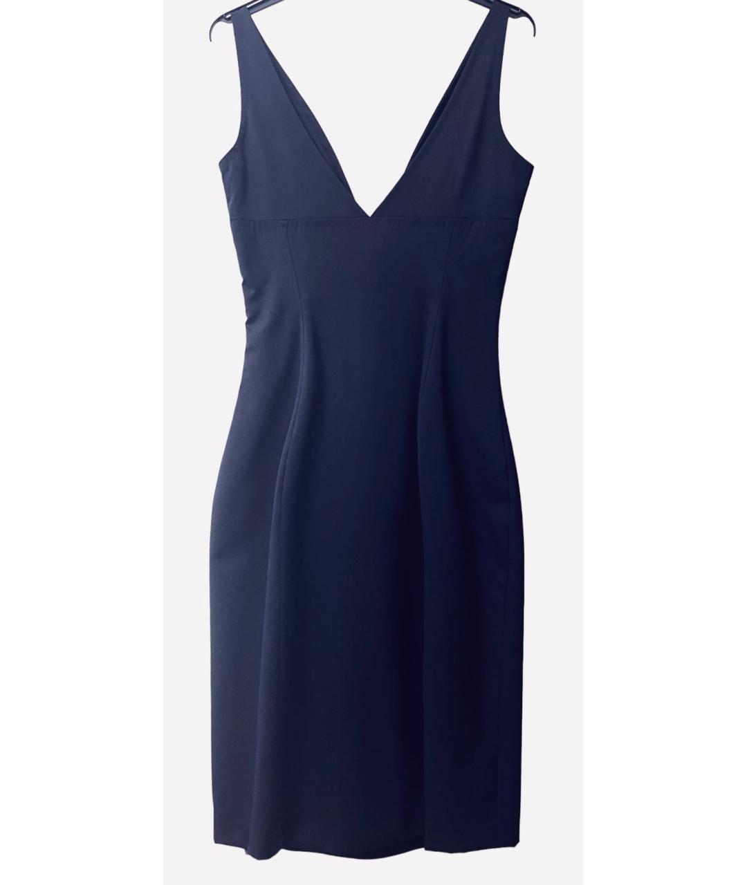GUCCI Темно-синее шерстяное коктейльное платье, фото 2
