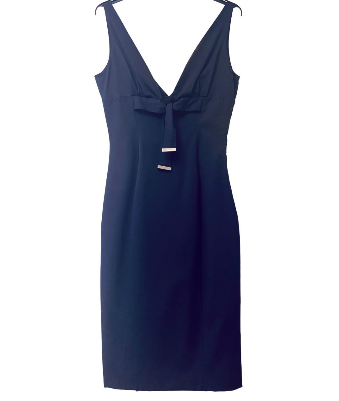 GUCCI Темно-синее шерстяное коктейльное платье, фото 1